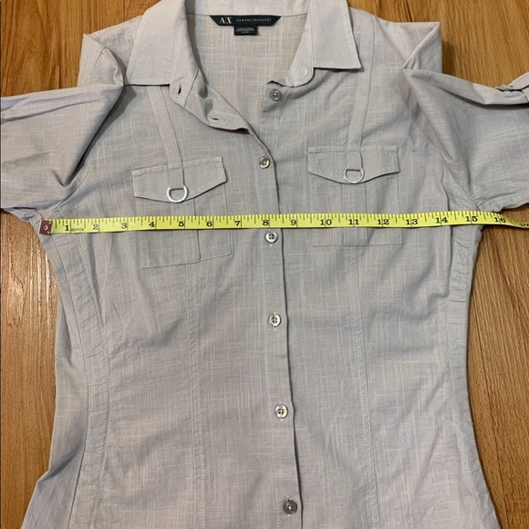 AX Armani Exchange Grey Button Front Cotton Blouse - Picture 11 of 11